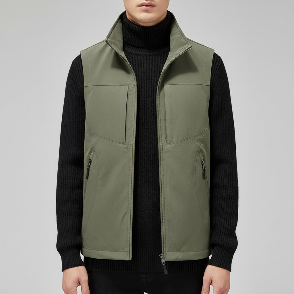 Men's Casual Stand Collar Printed Vest