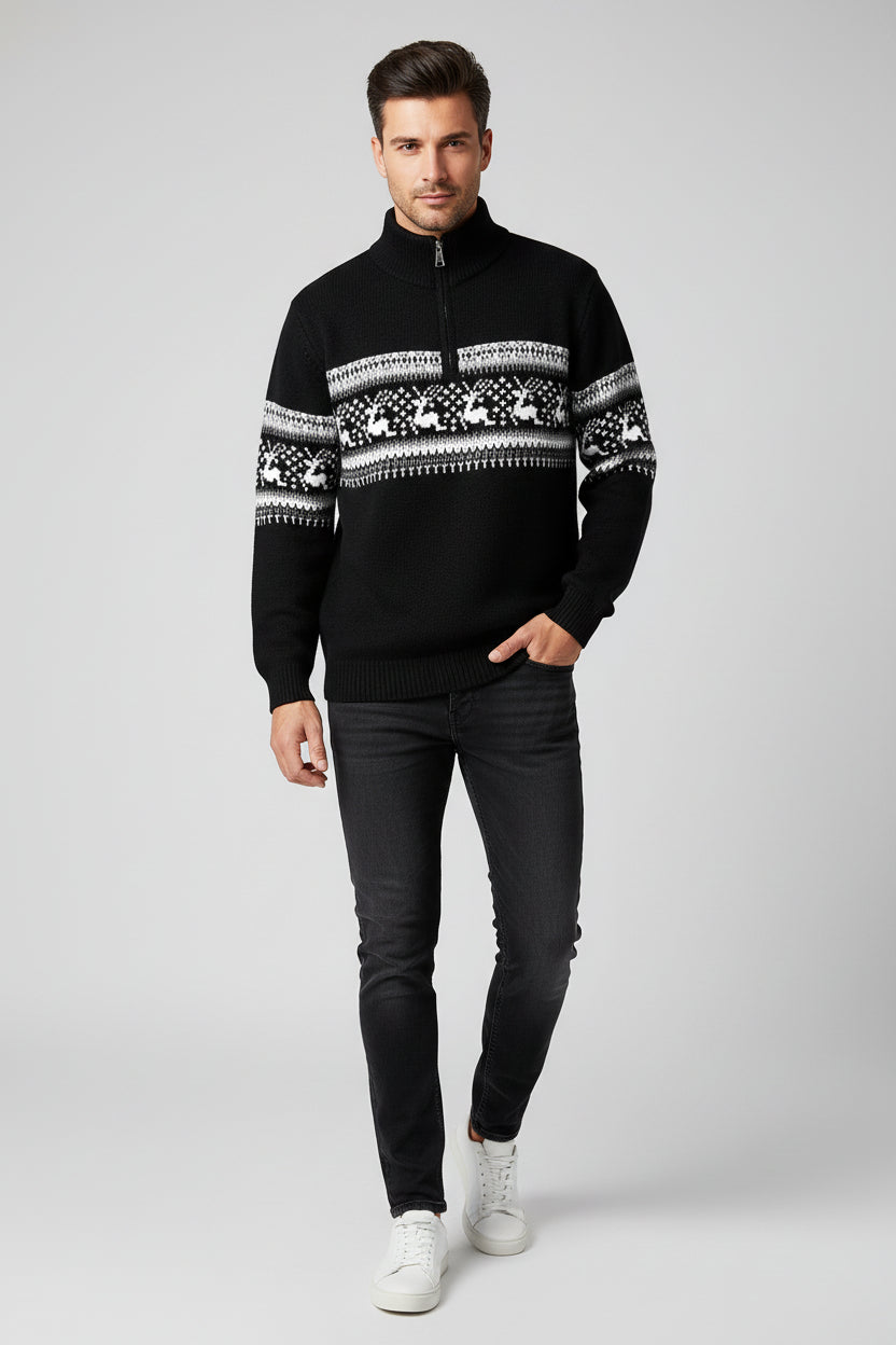 Men's Knitted Sweater Autumn Fashion Stand-Up Collar Pullover