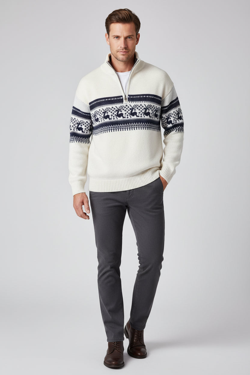 Men's Knitted Sweater Autumn Fashion Stand-Up Collar Pullover
