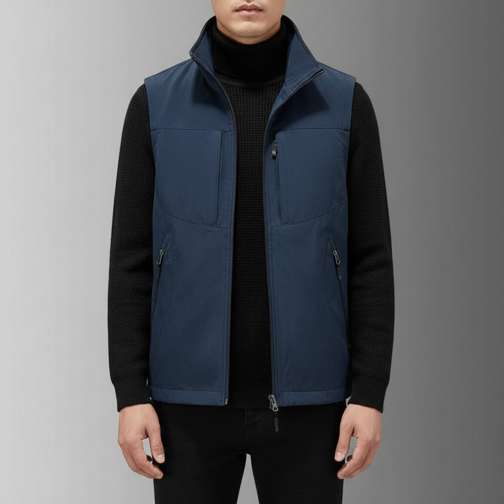 Men's Casual Stand Collar Printed Vest