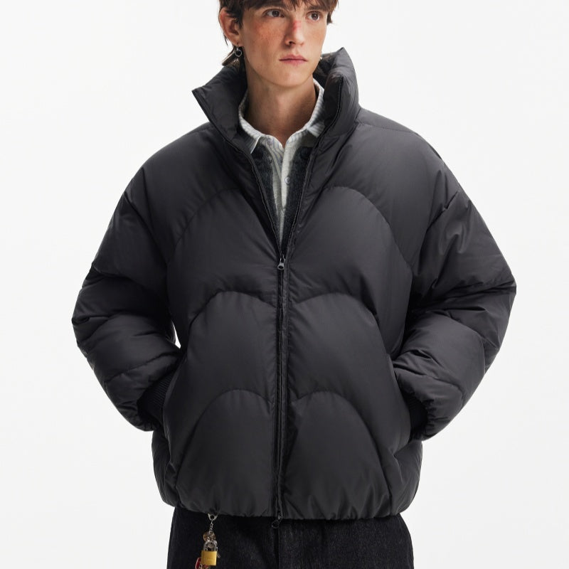 Stand Collar High Fill Down Jacket For Men, Winter Thickened Warmth
