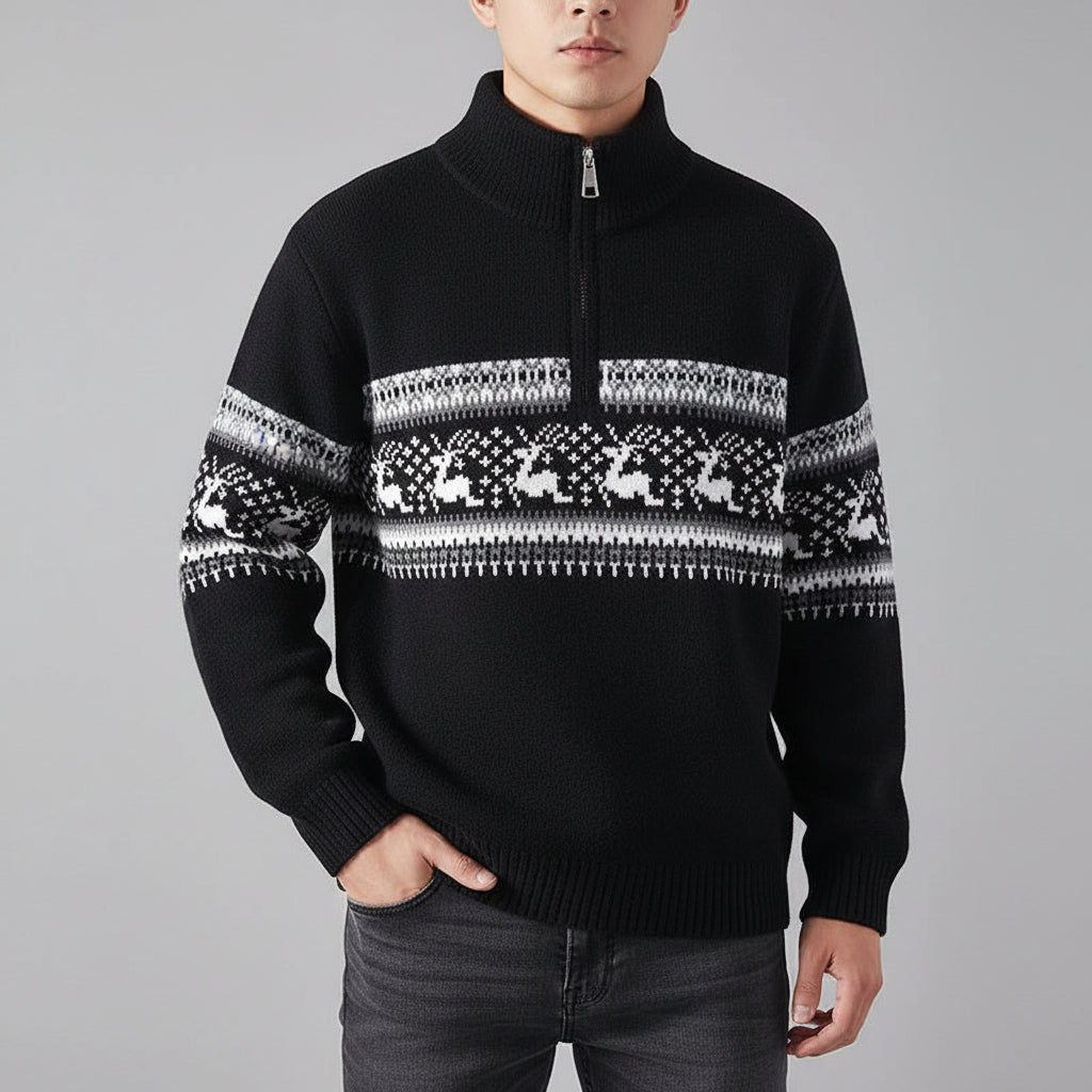 Men's Knitted Sweater Autumn Fashion Stand-Up Collar Pullover