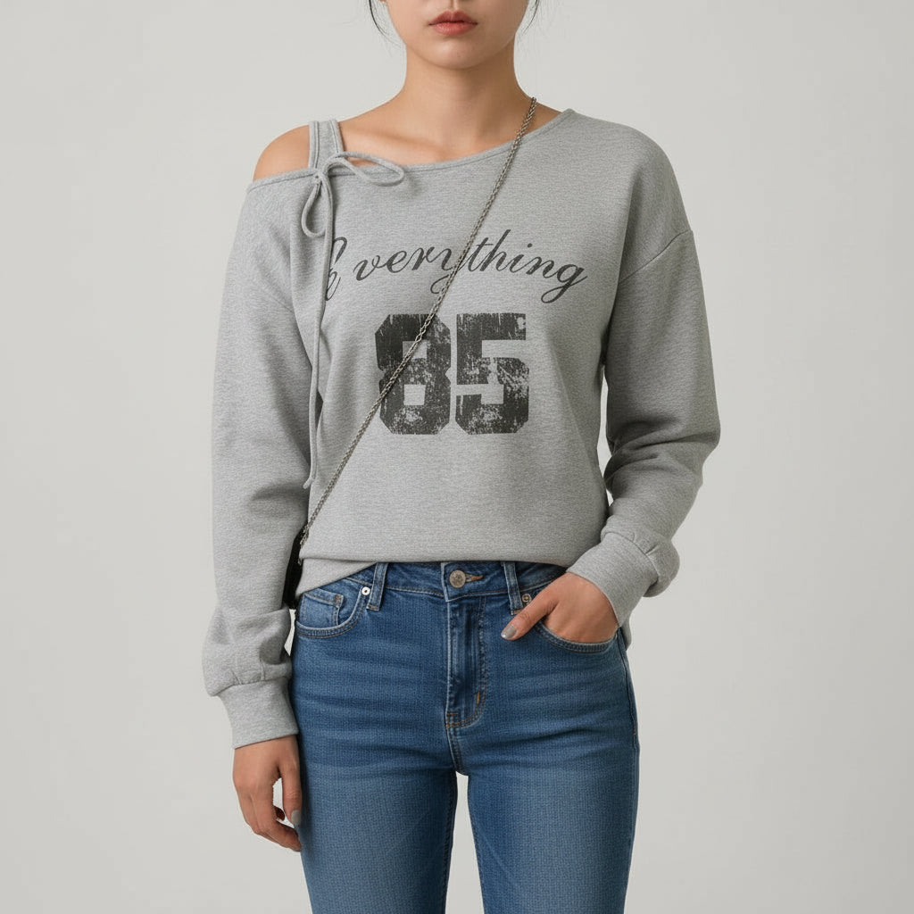 New Relaxed-style Outfit Loose-fitting Asymmetrical T-shirt