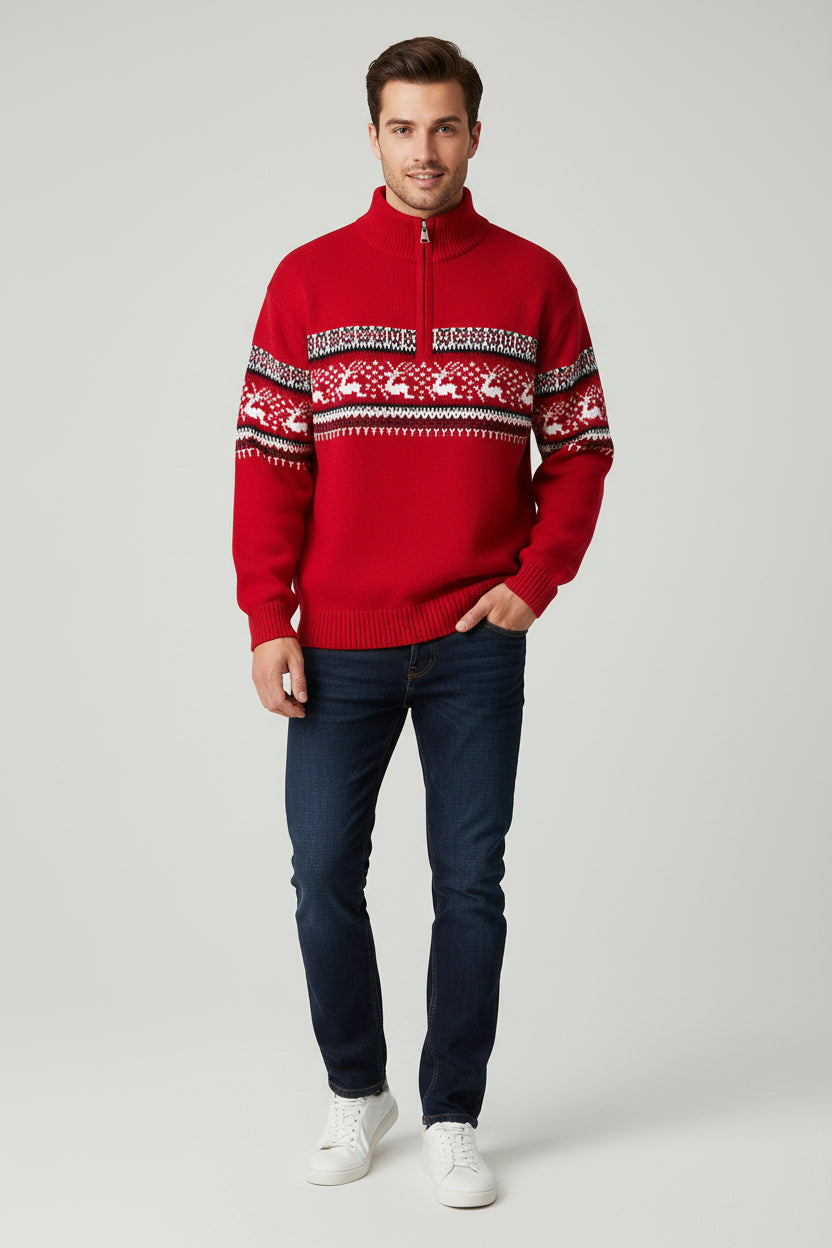 Men's Knitted Sweater Autumn Fashion Stand-Up Collar Pullover