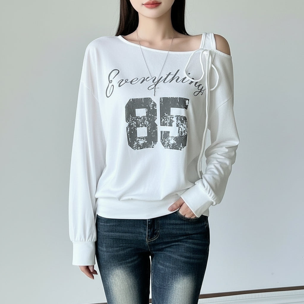 New Relaxed-style Outfit Loose-fitting Asymmetrical T-shirt