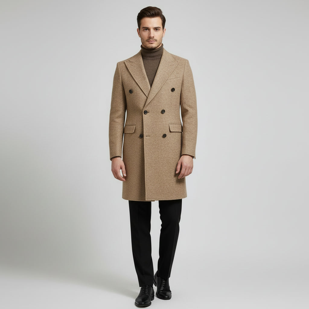 Autumn And Winter Brown Bar MACN Warm Wool Overcoat