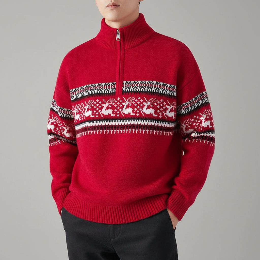 Men's Knitted Sweater Autumn Fashion Stand-Up Collar Pullover