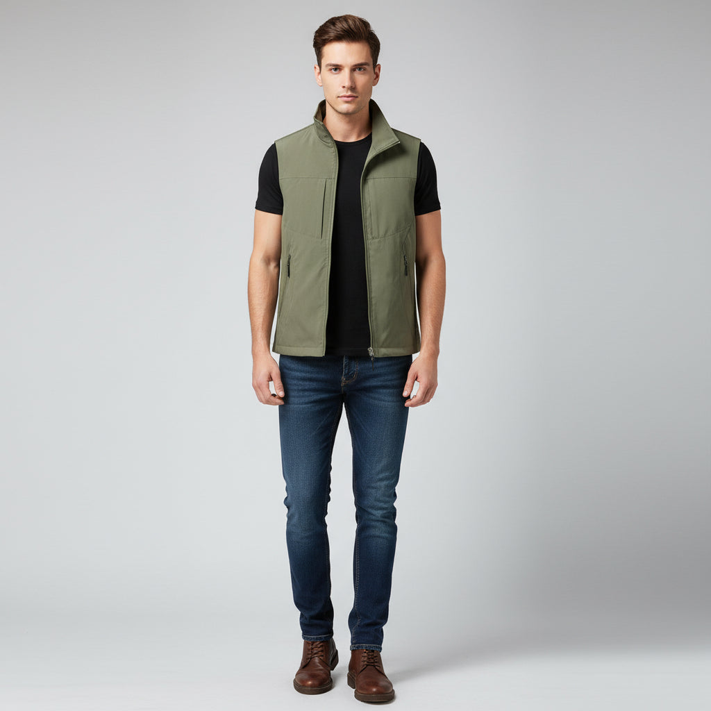 Men's Casual Stand Collar Printed Vest