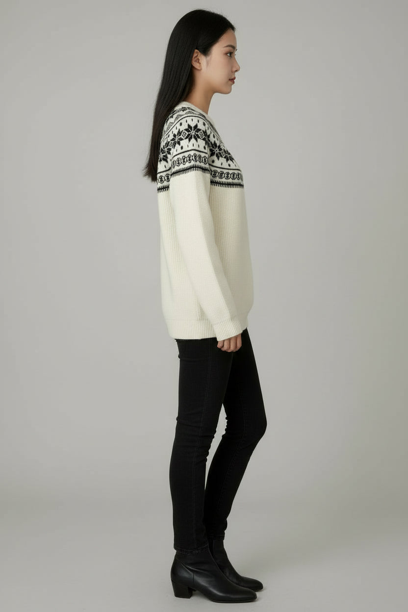 Soft And Relaxed-style Round-neck Loose-fit Pullover Knit Sweater
