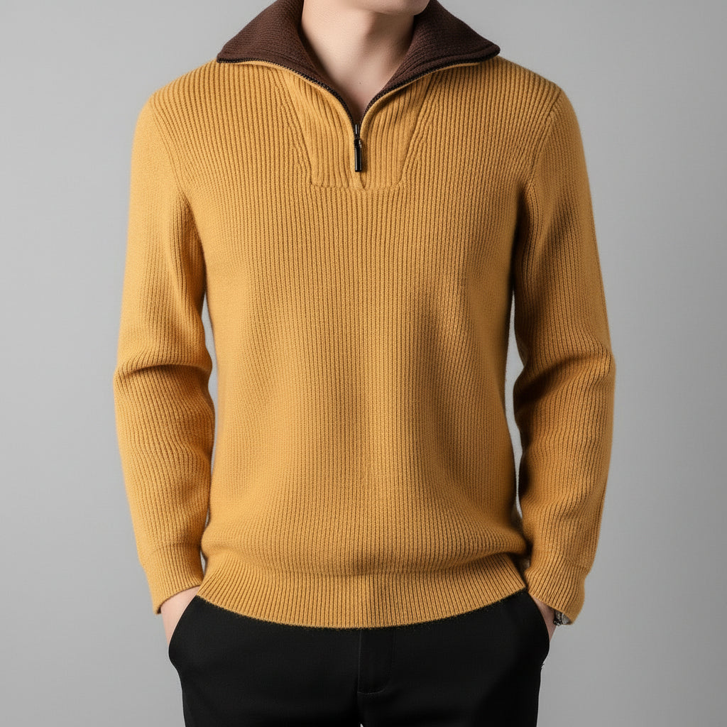 Twisted Jacquard Lapel Sweater Cardigan Men