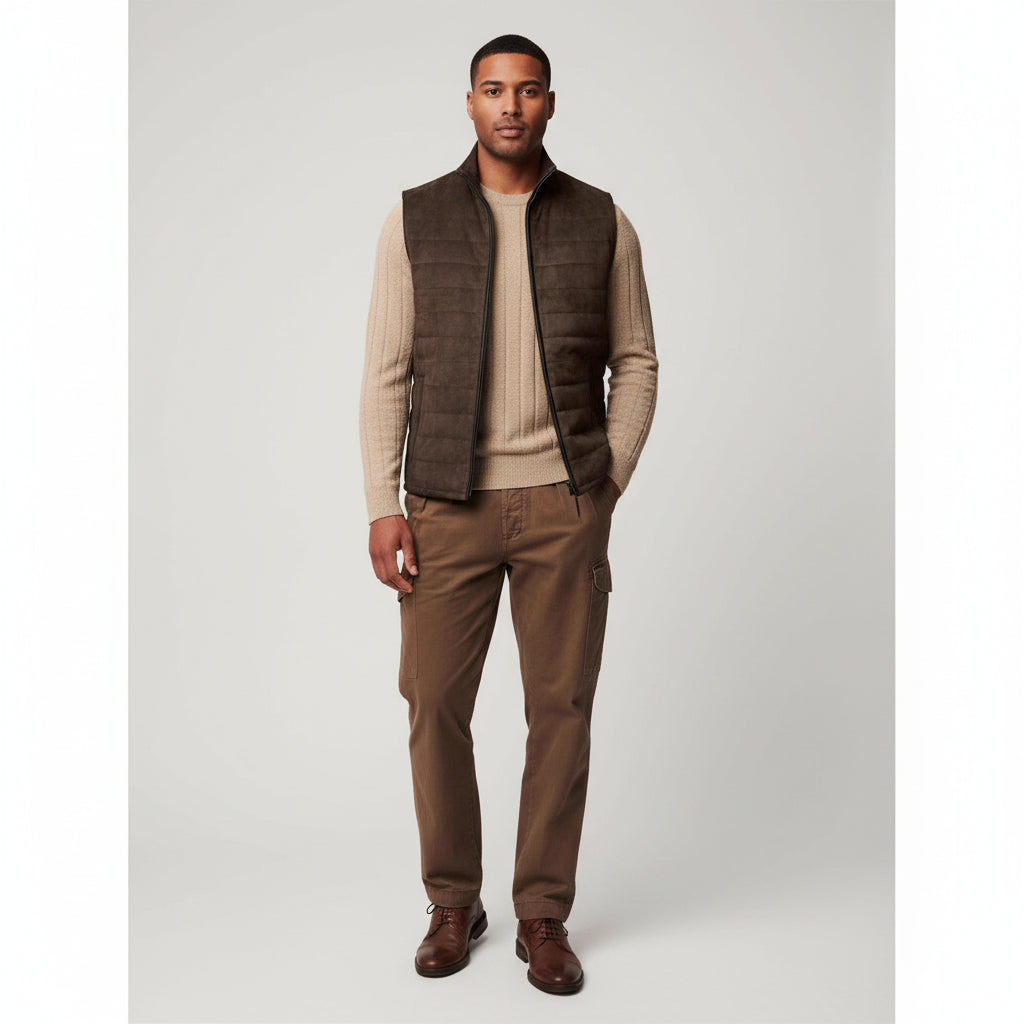 Leather Men's Horizontal Vest Jacket