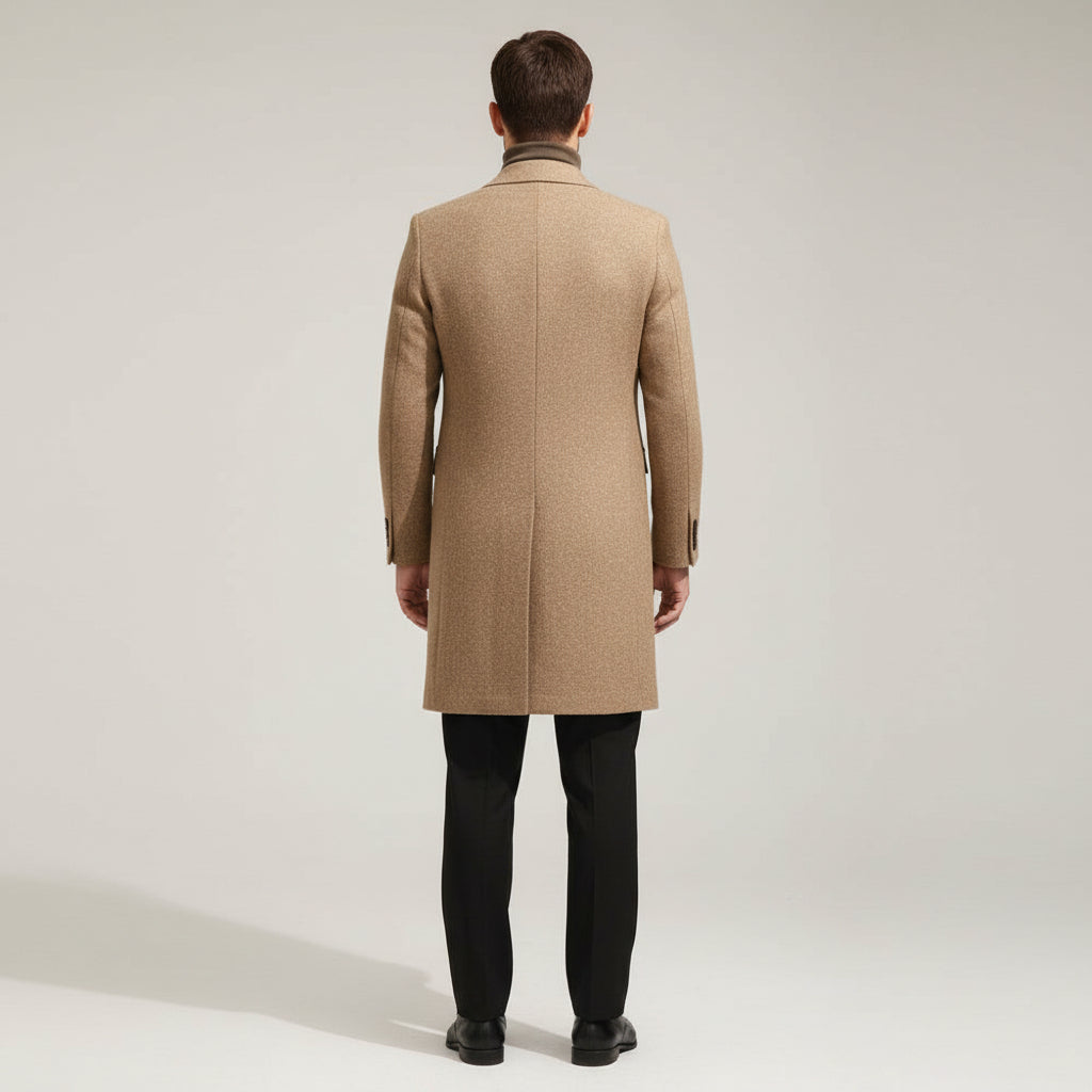 Autumn And Winter Brown Bar MACN Warm Wool Overcoat