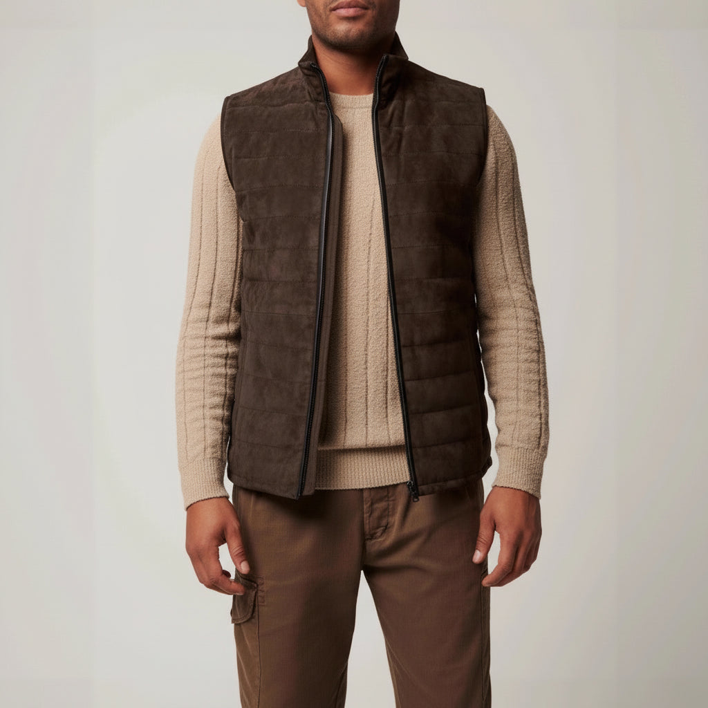 Leather Men's Horizontal Vest Jacket