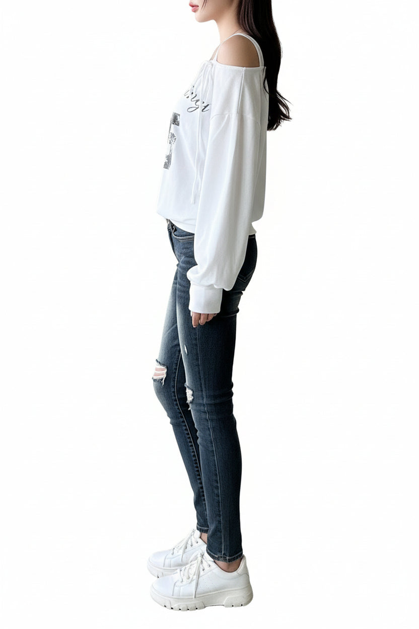 New Relaxed-style Outfit Loose-fitting Asymmetrical T-shirt