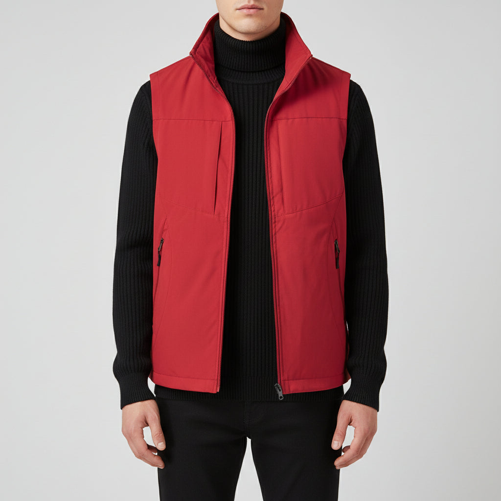 Men's Casual Stand Collar Printed Vest