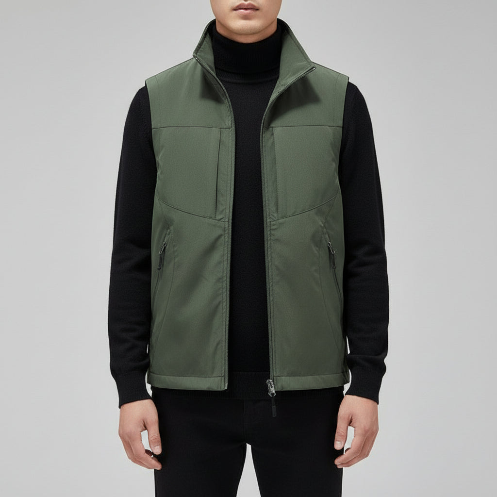 Men's Casual Stand Collar Printed Vest