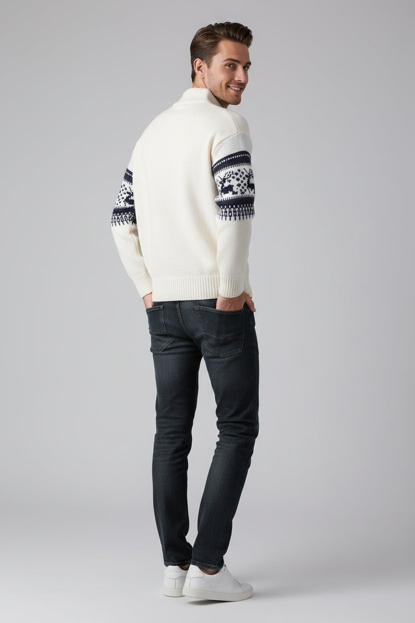 Men's Knitted Sweater Autumn Fashion Stand-Up Collar Pullover