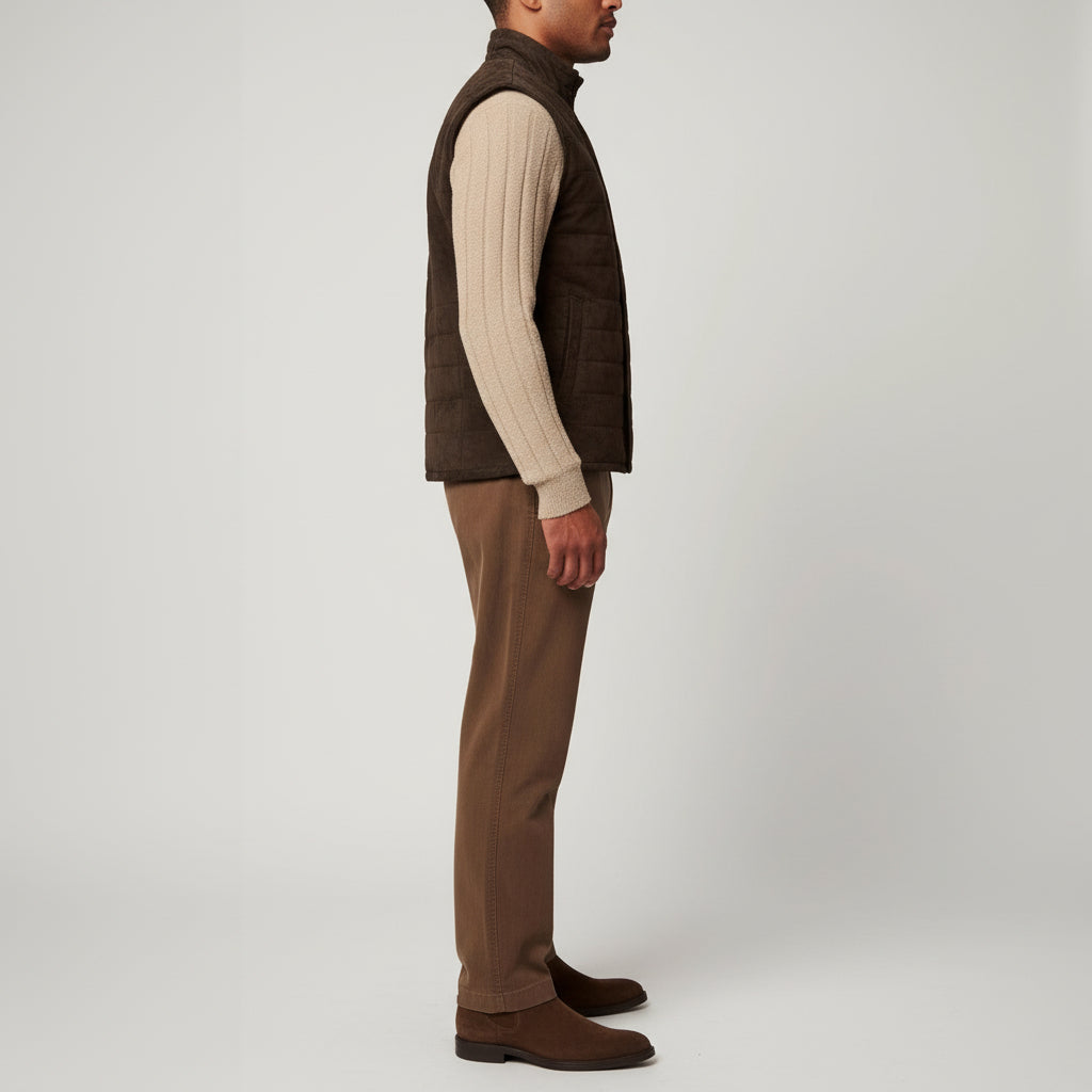 Leather Men's Horizontal Vest Jacket