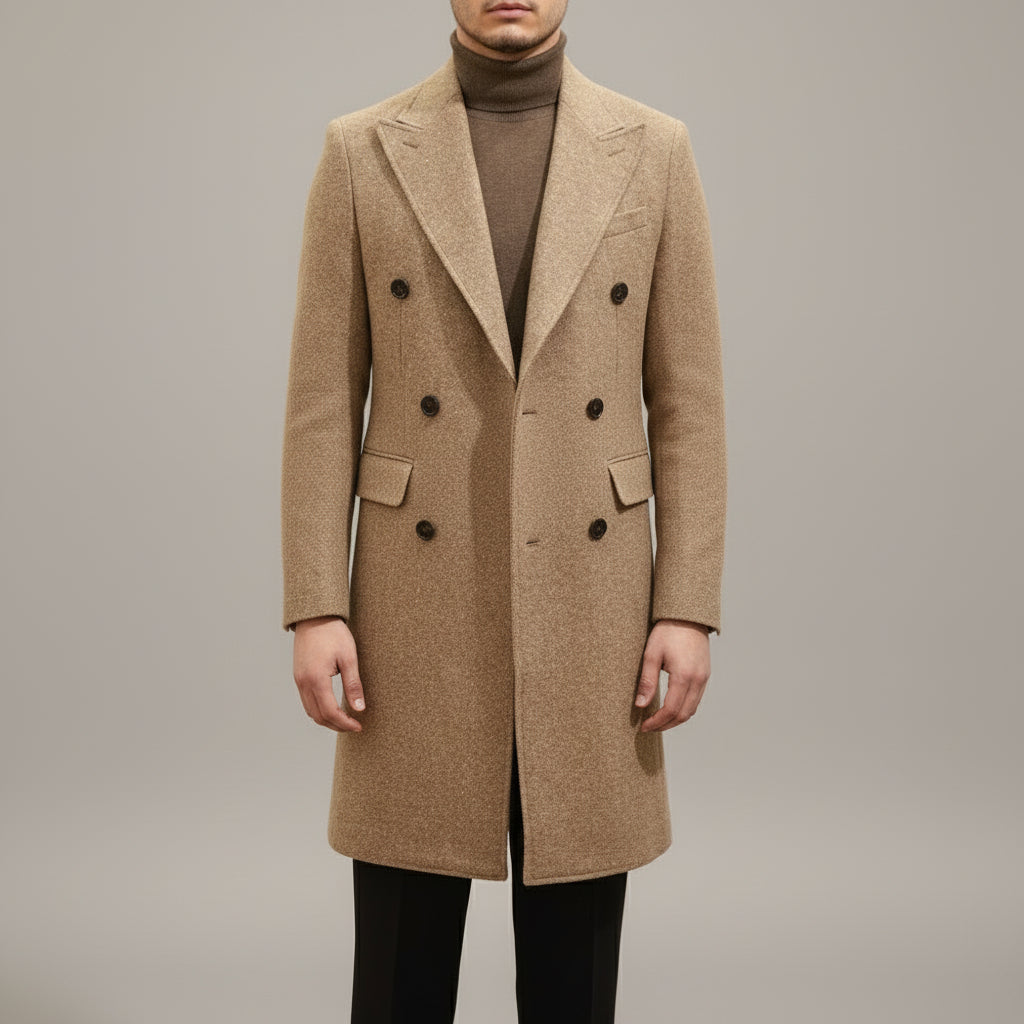 Autumn And Winter Brown Bar MACN Warm Wool Overcoat