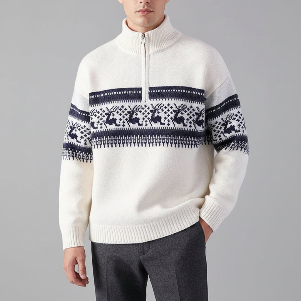 Men's Knitted Sweater Autumn Fashion Stand-Up Collar Pullover